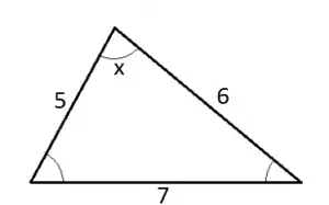 Resultado de imagem para Calcular o cosseno do ângulo x, representado no triângulo abaixo: